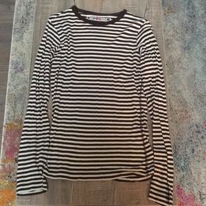 Brown and cream striped long sleeve shirt